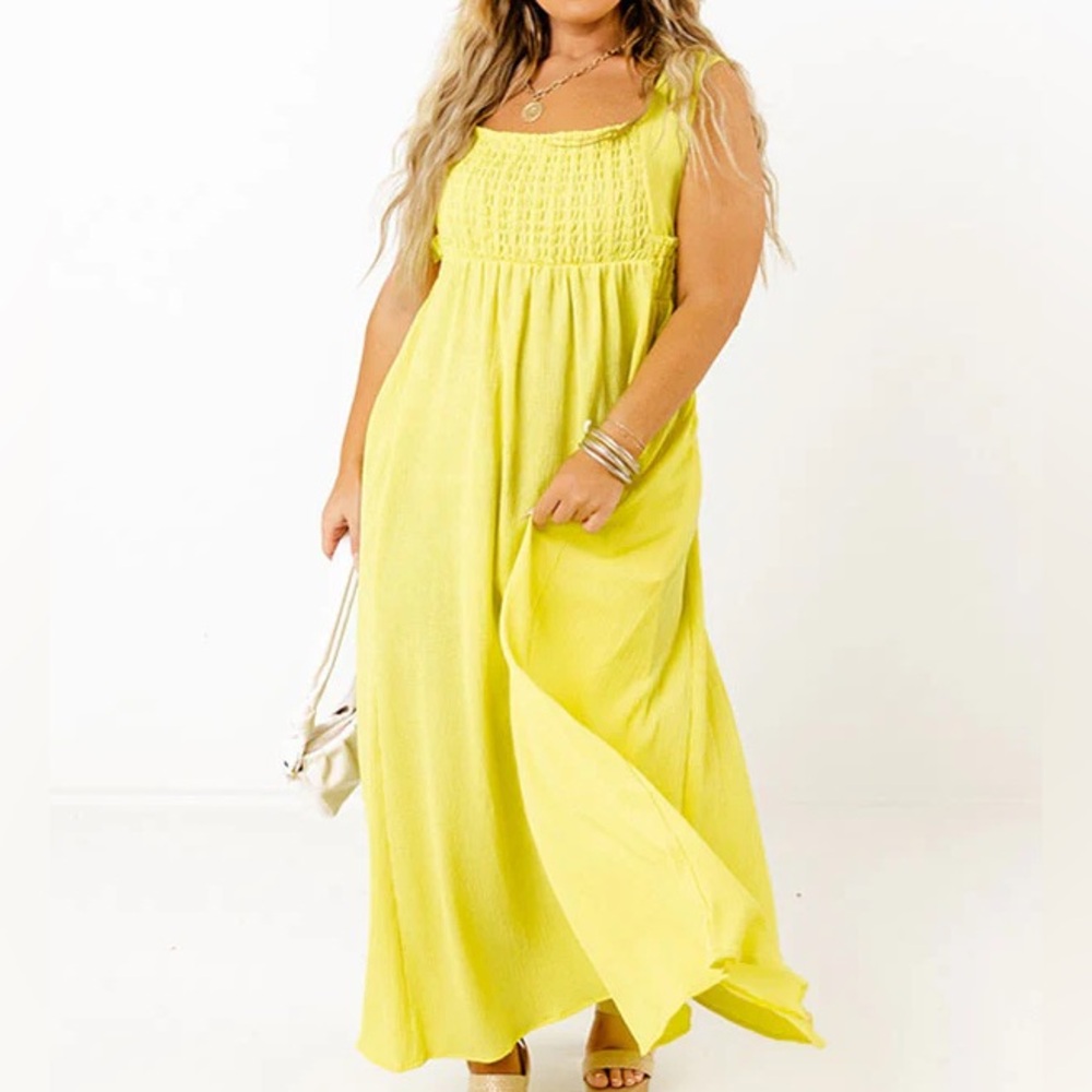 Sunshine Smocked Midi Dress - Yellow